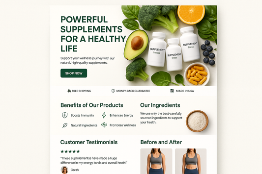 Landing page for supplements
