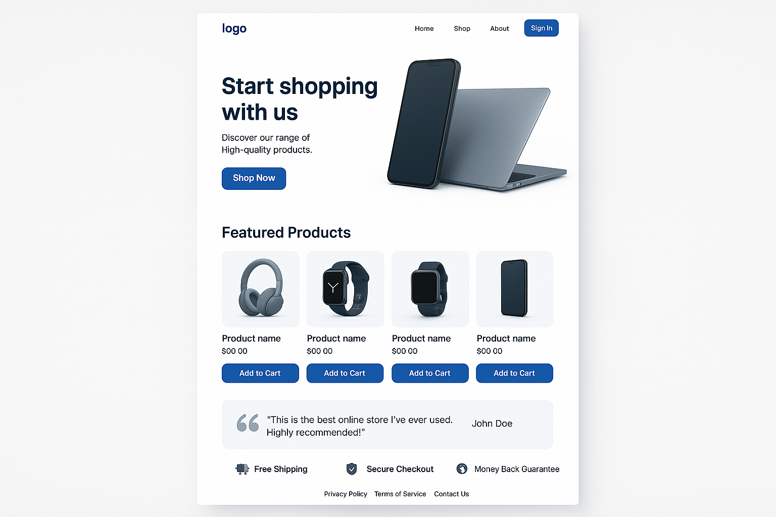 Amaizing Landing page for e-commerce