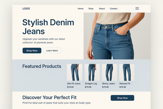 Landing page for jeans